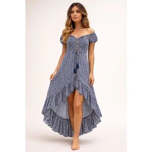 Tiare Hawaii Navy High Low Dress